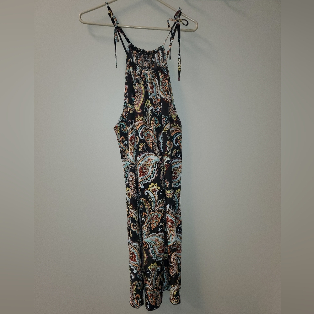 Shein Black & multicolor Paisley summer dress with tieโ straps 2XL